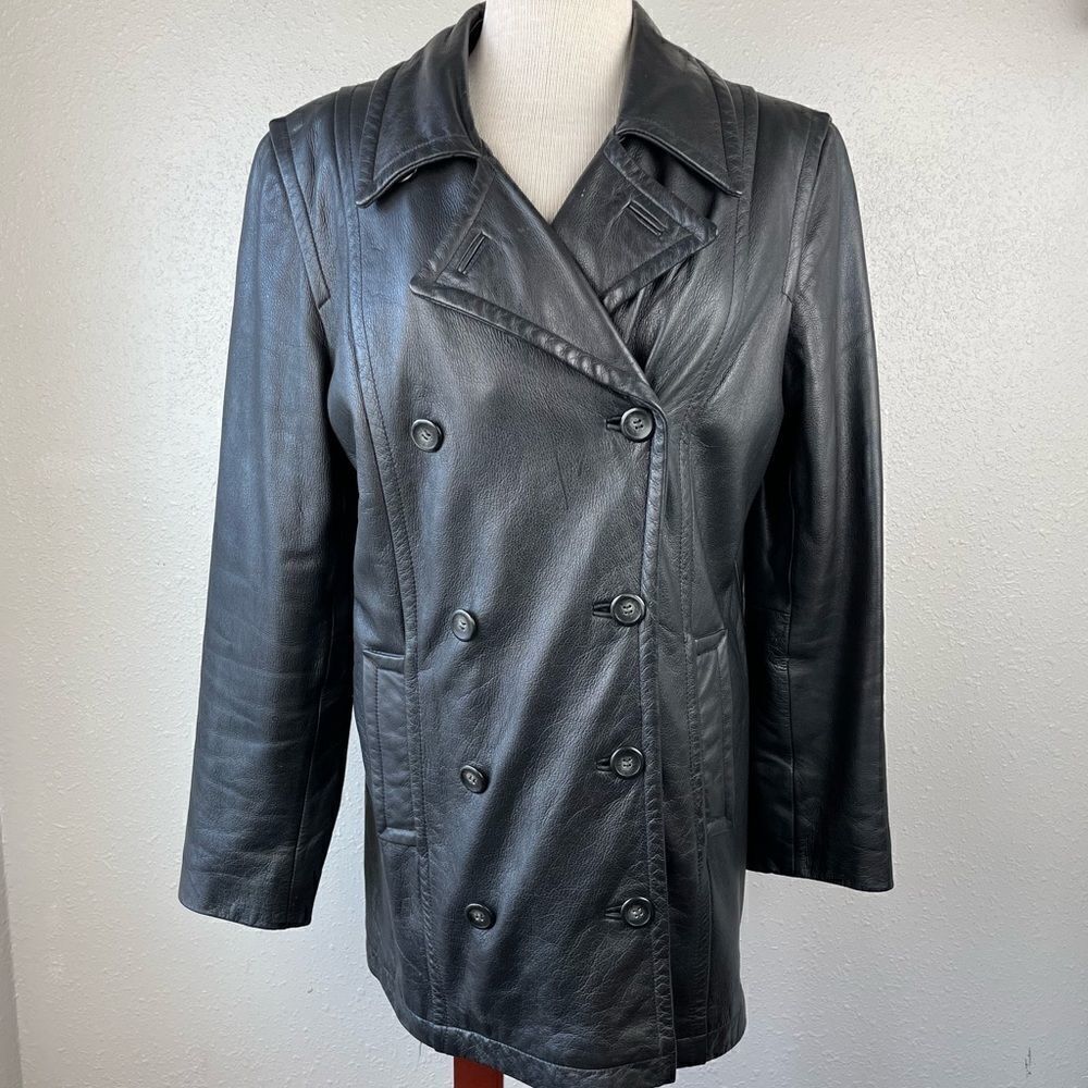 Winlit Black Leather Jacket Size L EUC